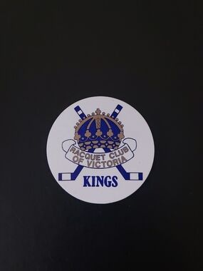 Vintage 2" Round Pin Button - Racquet Club of Victoria - Kings